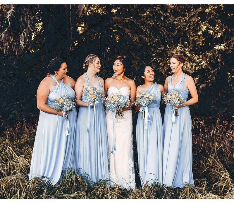 Baby Blue multi wrap bridesmaid dress 
