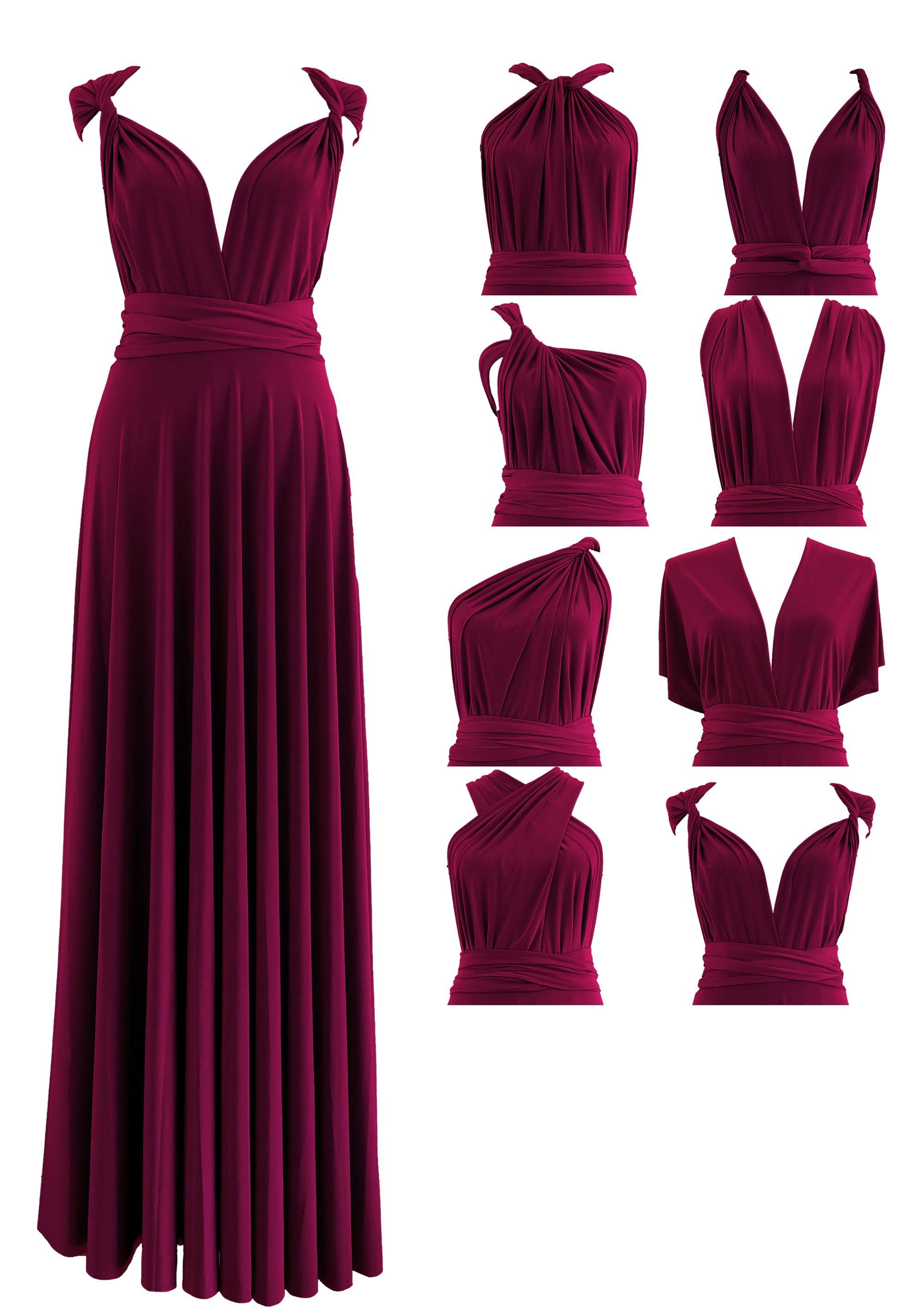 Burgundy Infinity Dress Multiway Bridesmaid Dress Convertible Made in USA