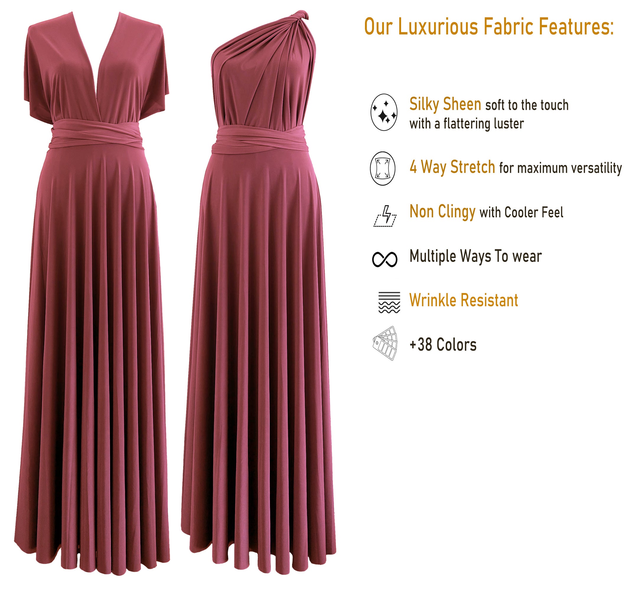 Cinnamon Rose Infinity Dress Multiway Bridesmaid Dress Convertible Made in USA