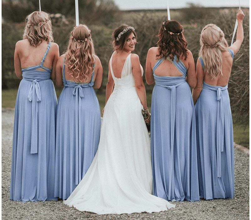 Dusty blue infinity dress back