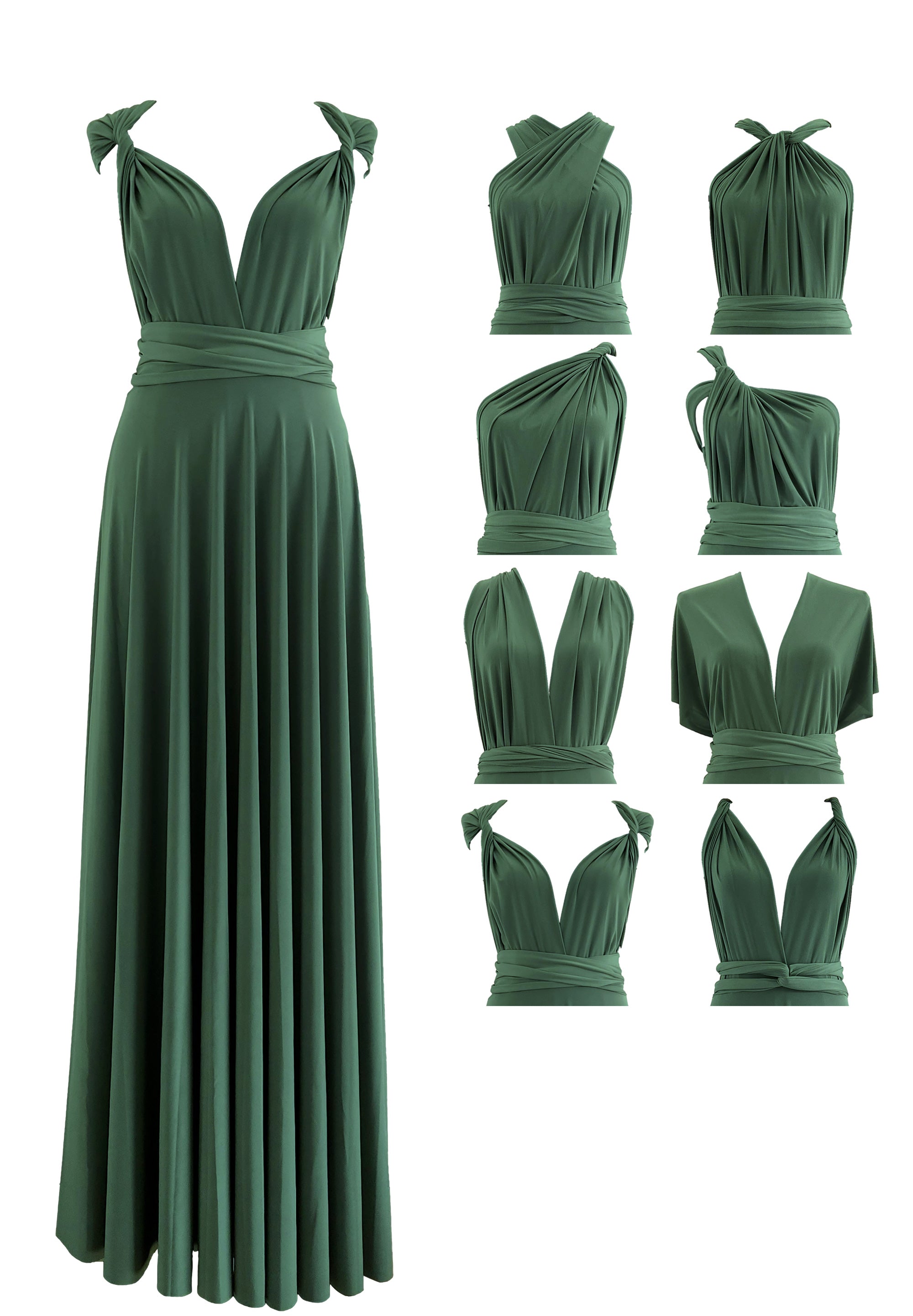 Made in USA Dark Olive Green Infinity Dress Multiway Bridesmaid Dress Convertible Made in USA