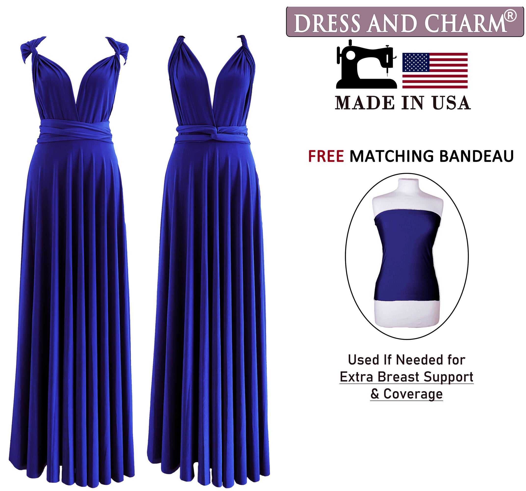 Indigo Blue Infinity Dress Multiway Bridesmaid Dress Convertible Made in USA