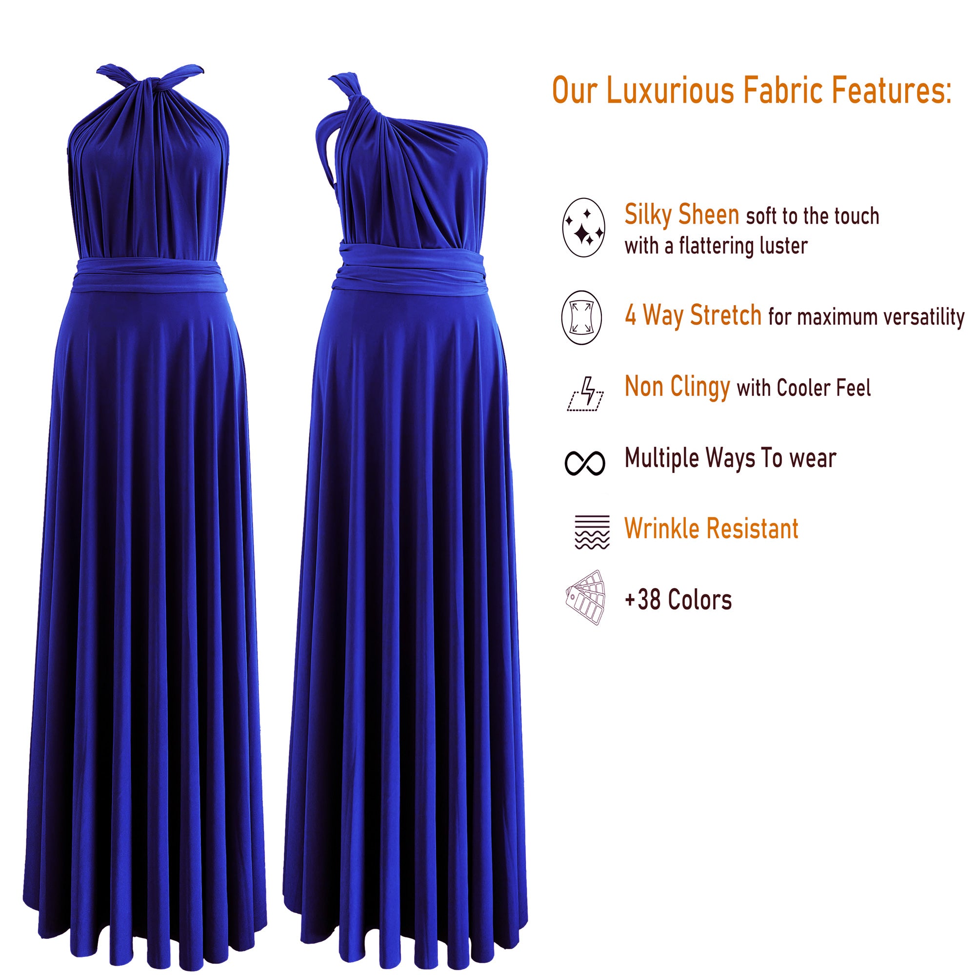 Indigo Blue Infinity Dress Multiway Bridesmaid Dress Convertible Made in USA