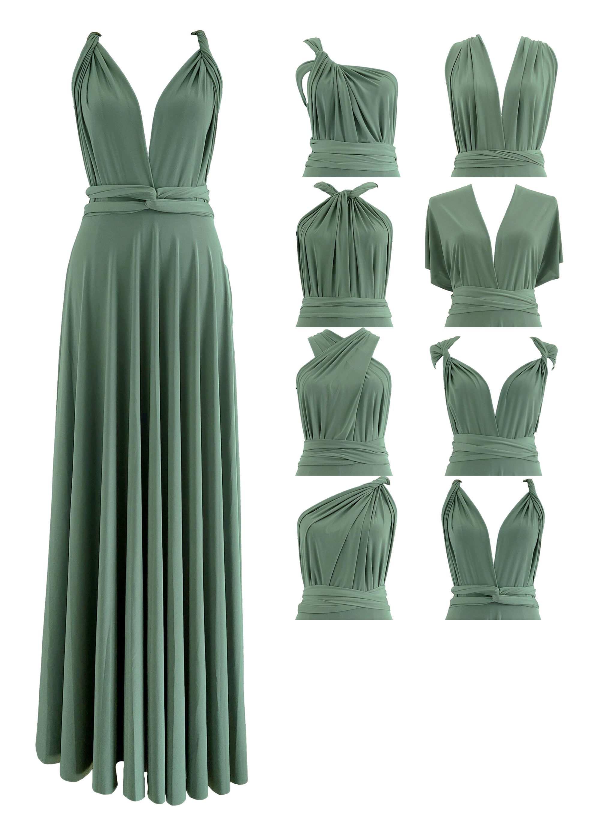 Light Olive Infinity Dress Bridesmaid Multiway Convertible Dress Made in USA +36 Colors