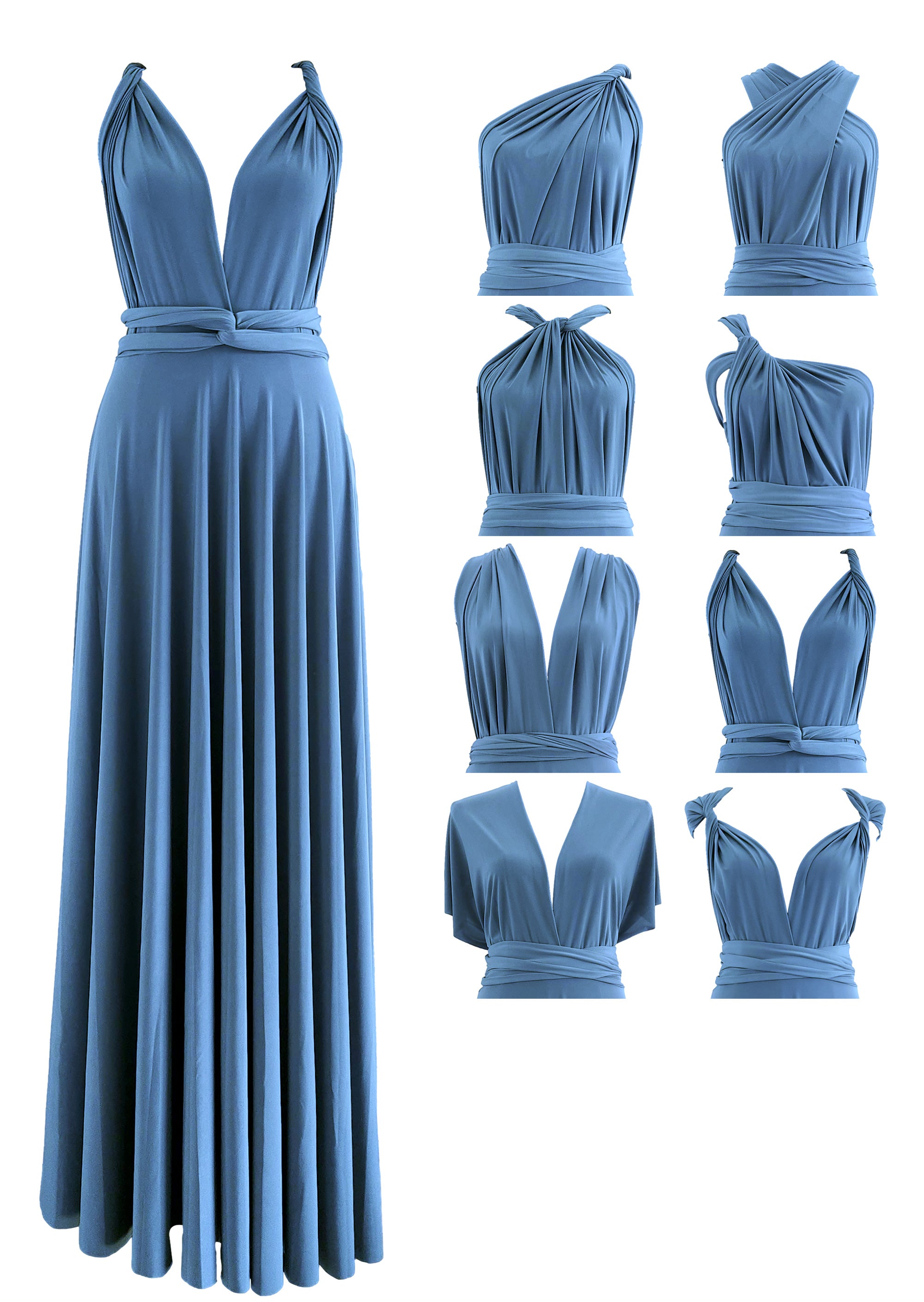 Made In USA Steel Blue Infinity Dress Bridesmaid Multiway Convertible Dress Made In USA +36 Colors Made In USA Steel Blue Infinity Dress Bridesmaid Multiway Convertible Dress Made In USA +36 Colors
