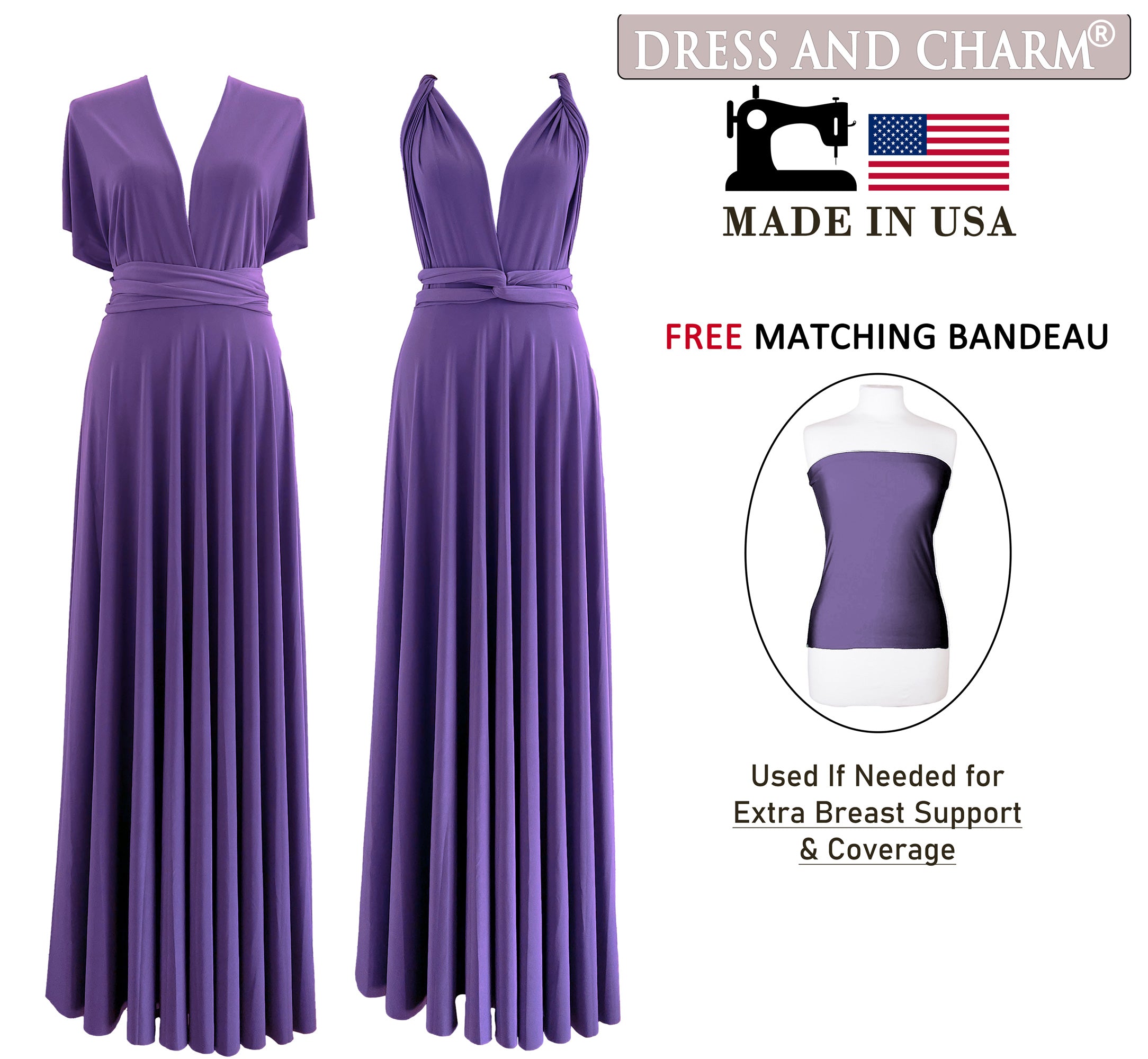 Wisteria/Mauve Infinity Dress Bridesmaid Multiway Convertible Dress Made in USA +36 Colors