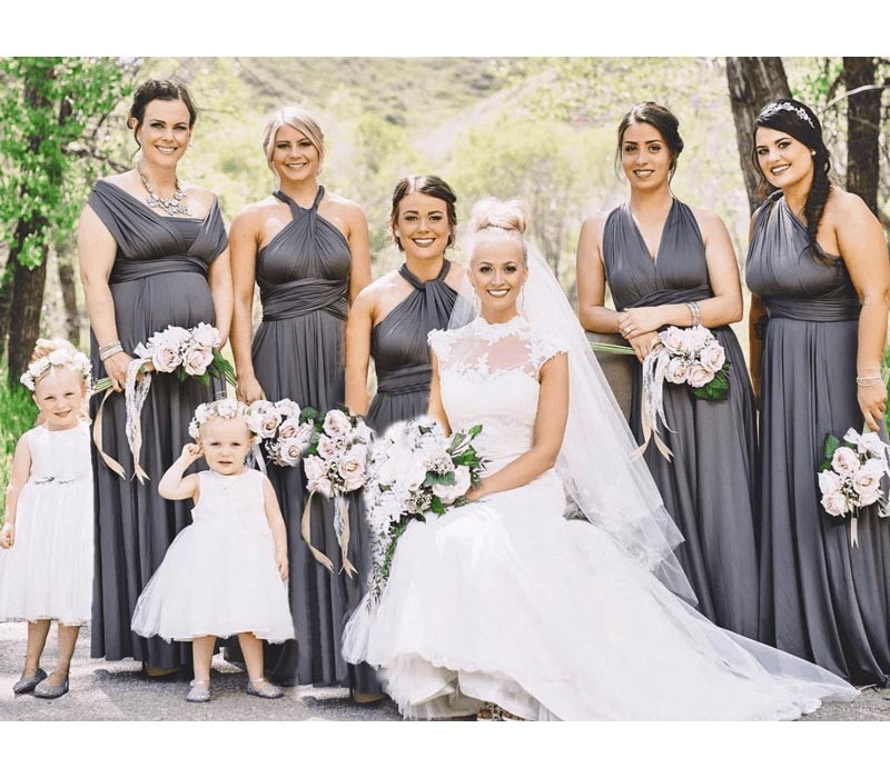 Charcoal Grey infinity bridesmaid dress