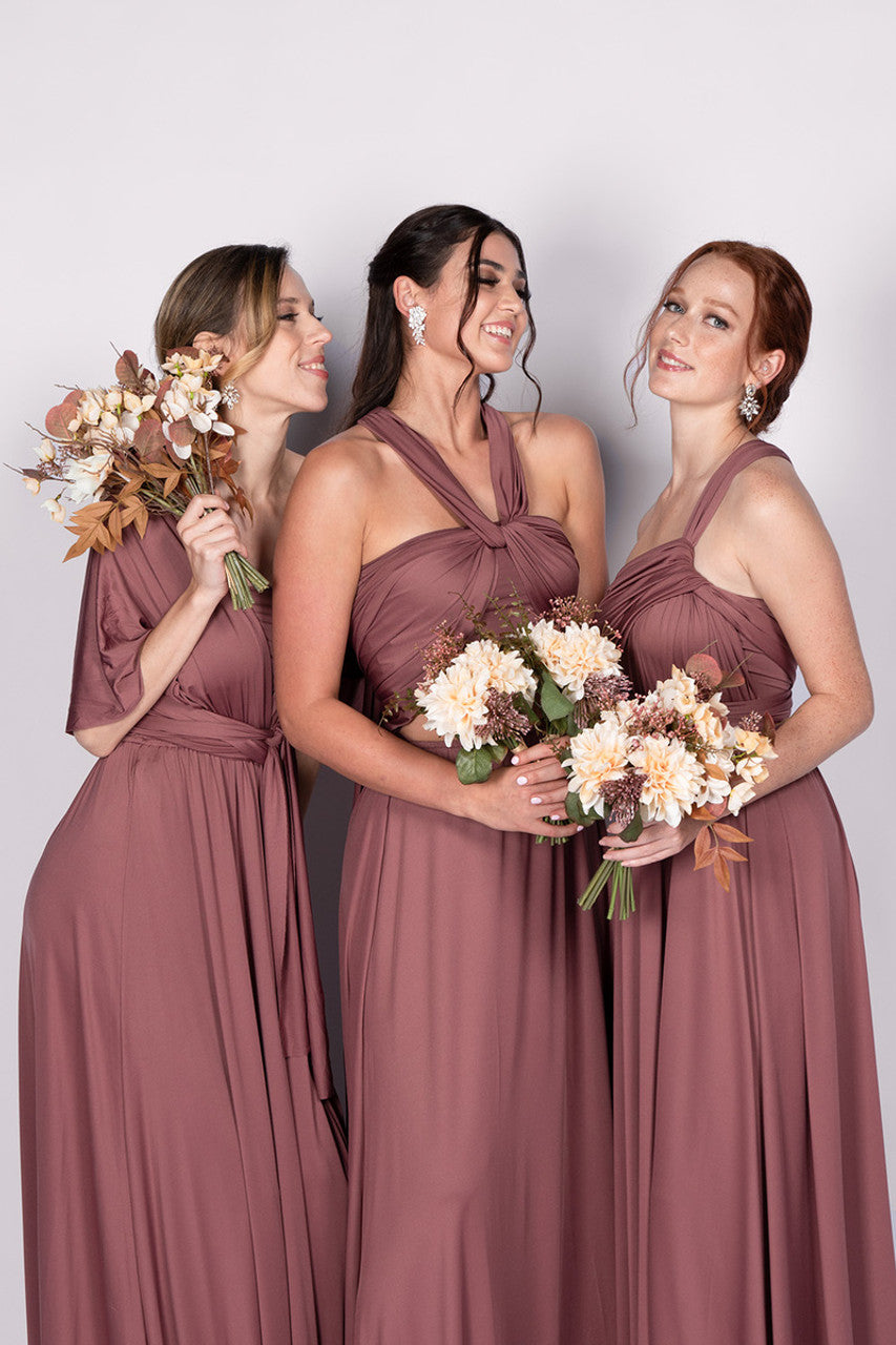 Cinnamon Rose bridesmaid infinity dress