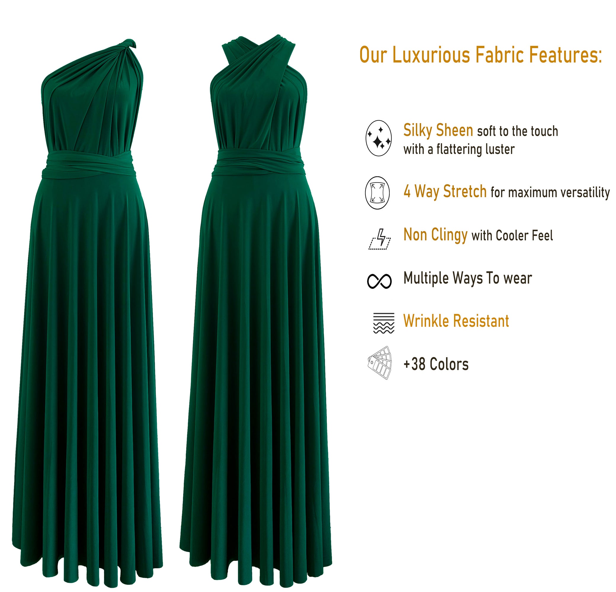 Emerald Green Infinity Dress Multiway Bridesmaid Dress Convertible Made in USA