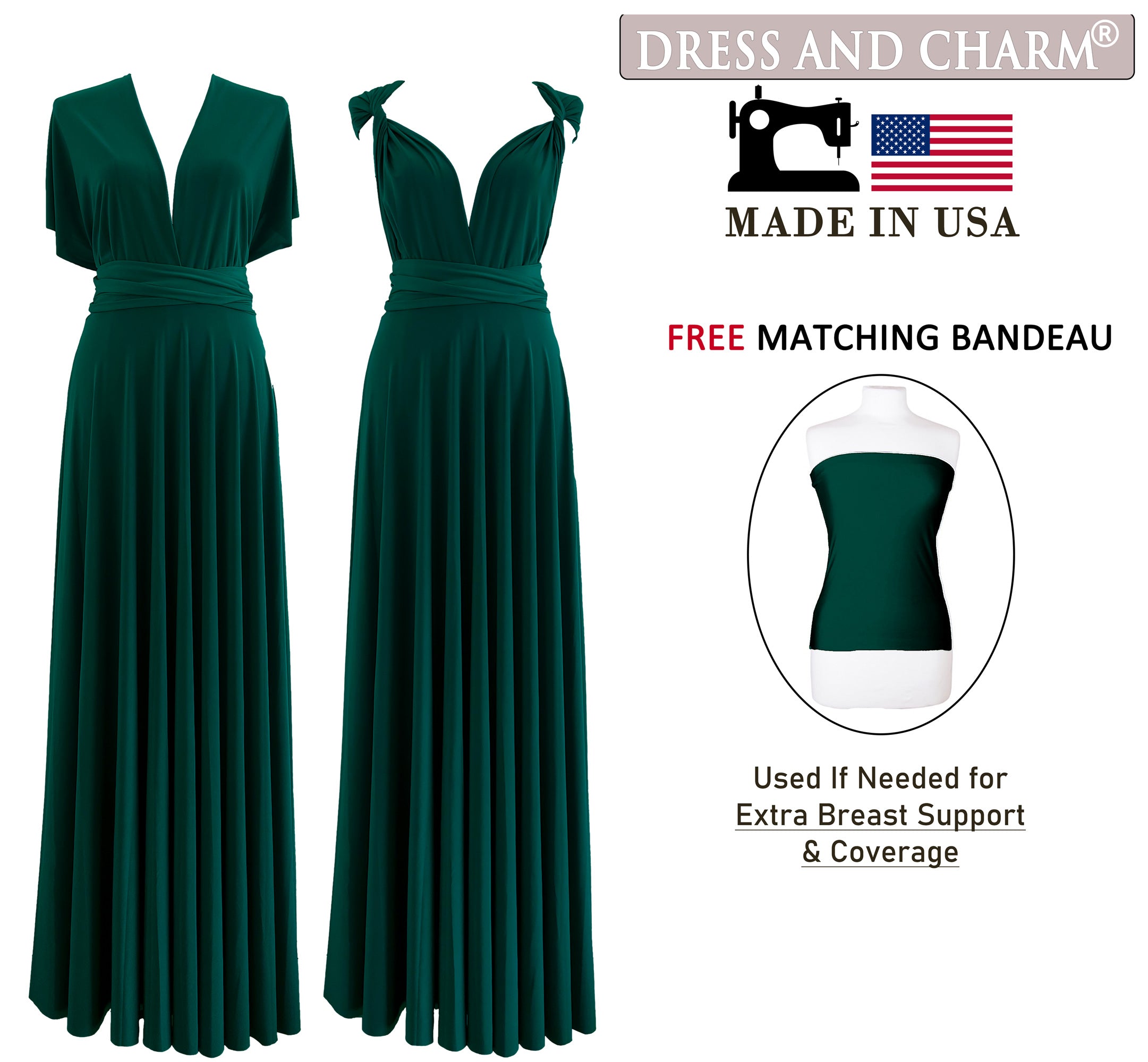 Forest Green Infinity Dress Multiway Bridesmaid Dress Convertible Made in USA
