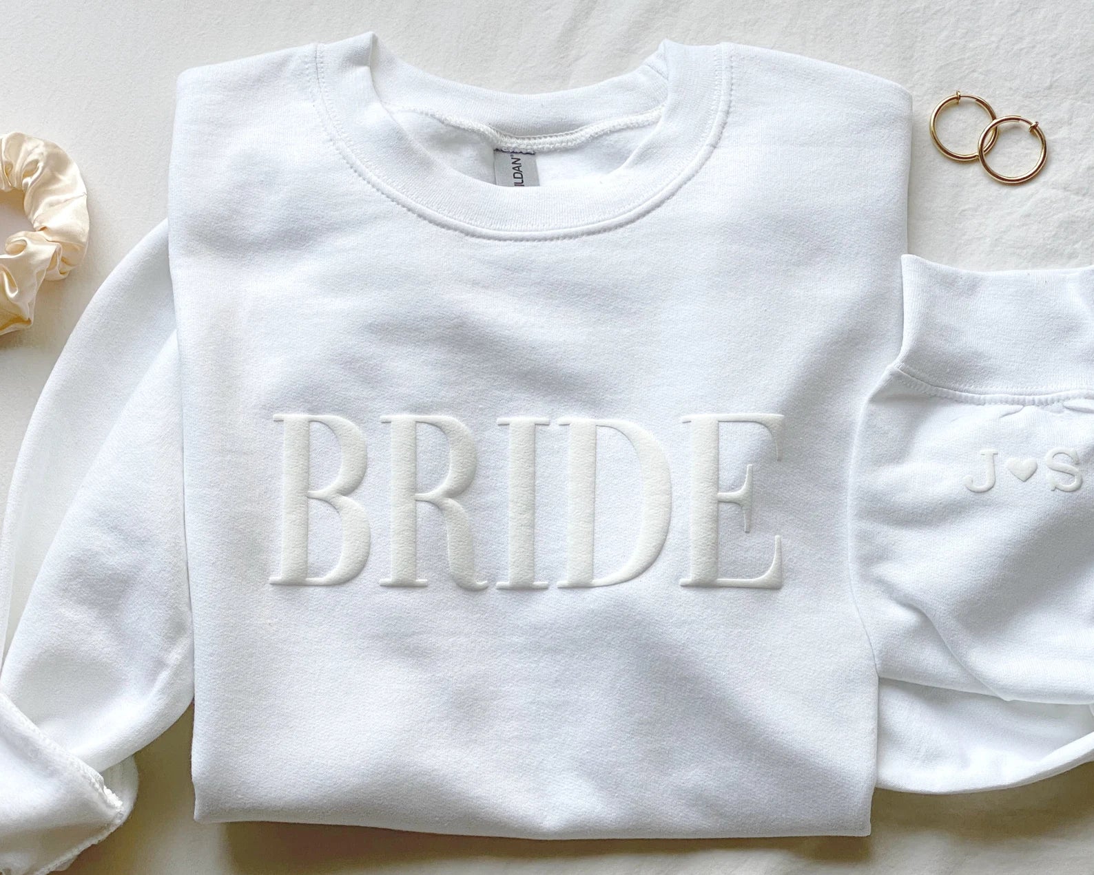Bride Sweatshirt embossed puff bride sweatshirt gid for the bride