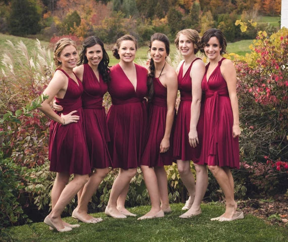 Short Infinity Dress Knee length Bridesmaid Multiway Convertible Dress Made in USA