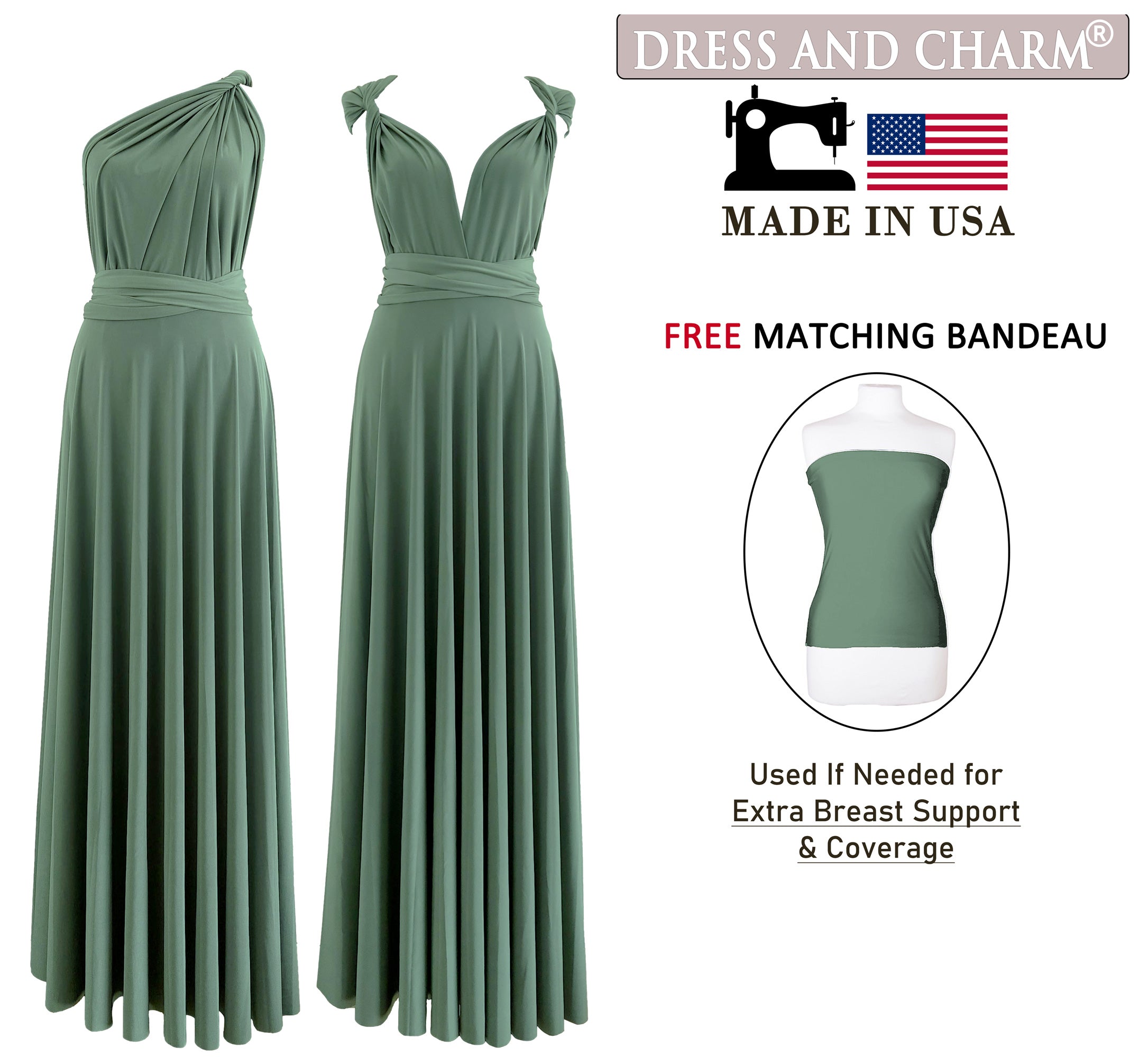 Light Olive Infinity Dress Bridesmaid Multiway Convertible Dress Made in USA +36 Colors