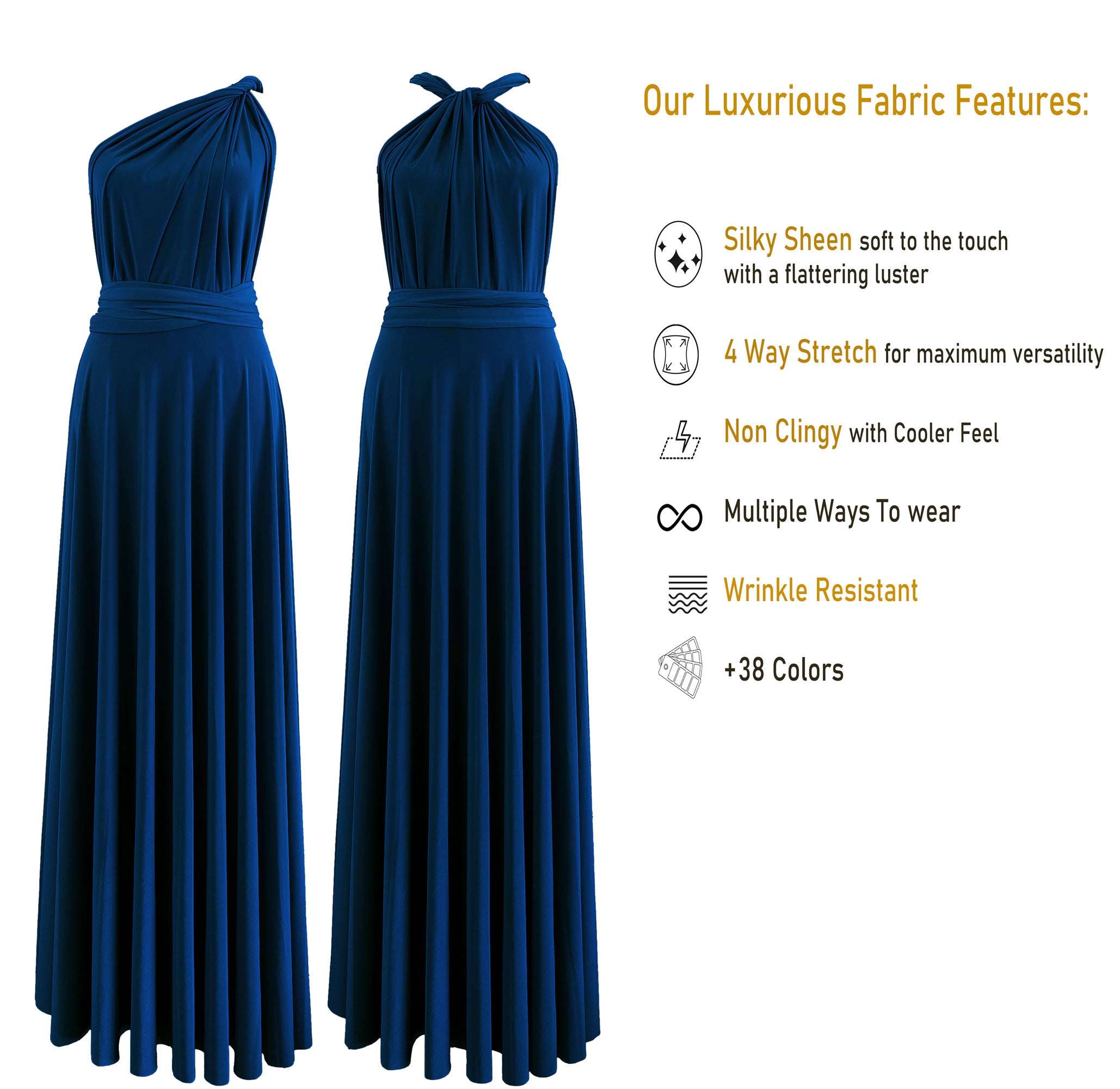 Navy Infinity Dress Bridesmaid Multiway Convertible Dress Made in USA +36 Colors