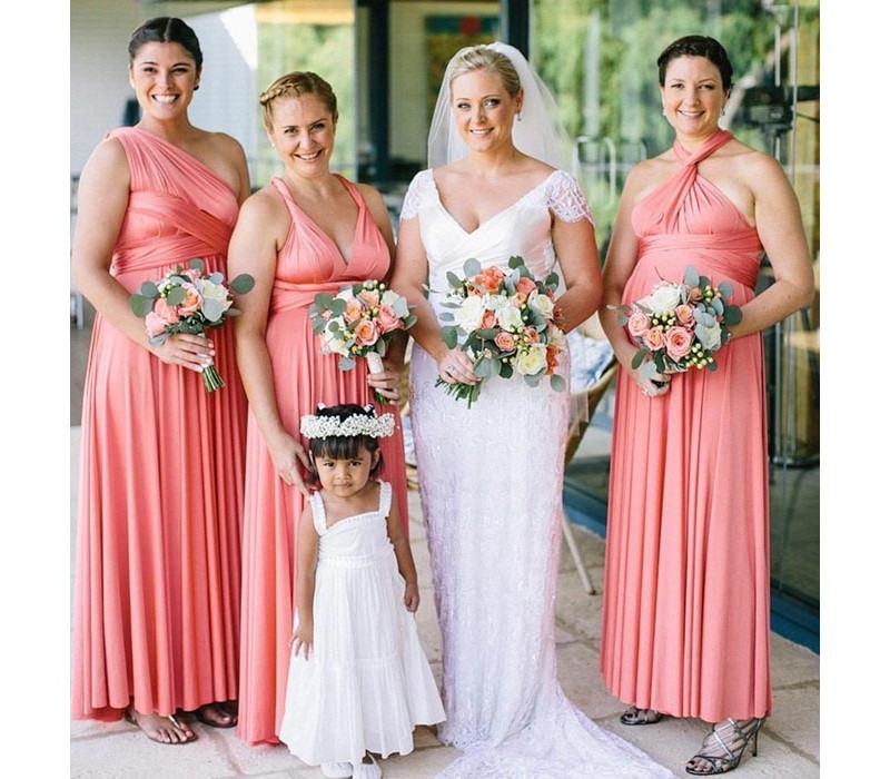 white christmas dresses Made in USA Peach Coral Infinity Dress Bridesmaid Convertible Dress