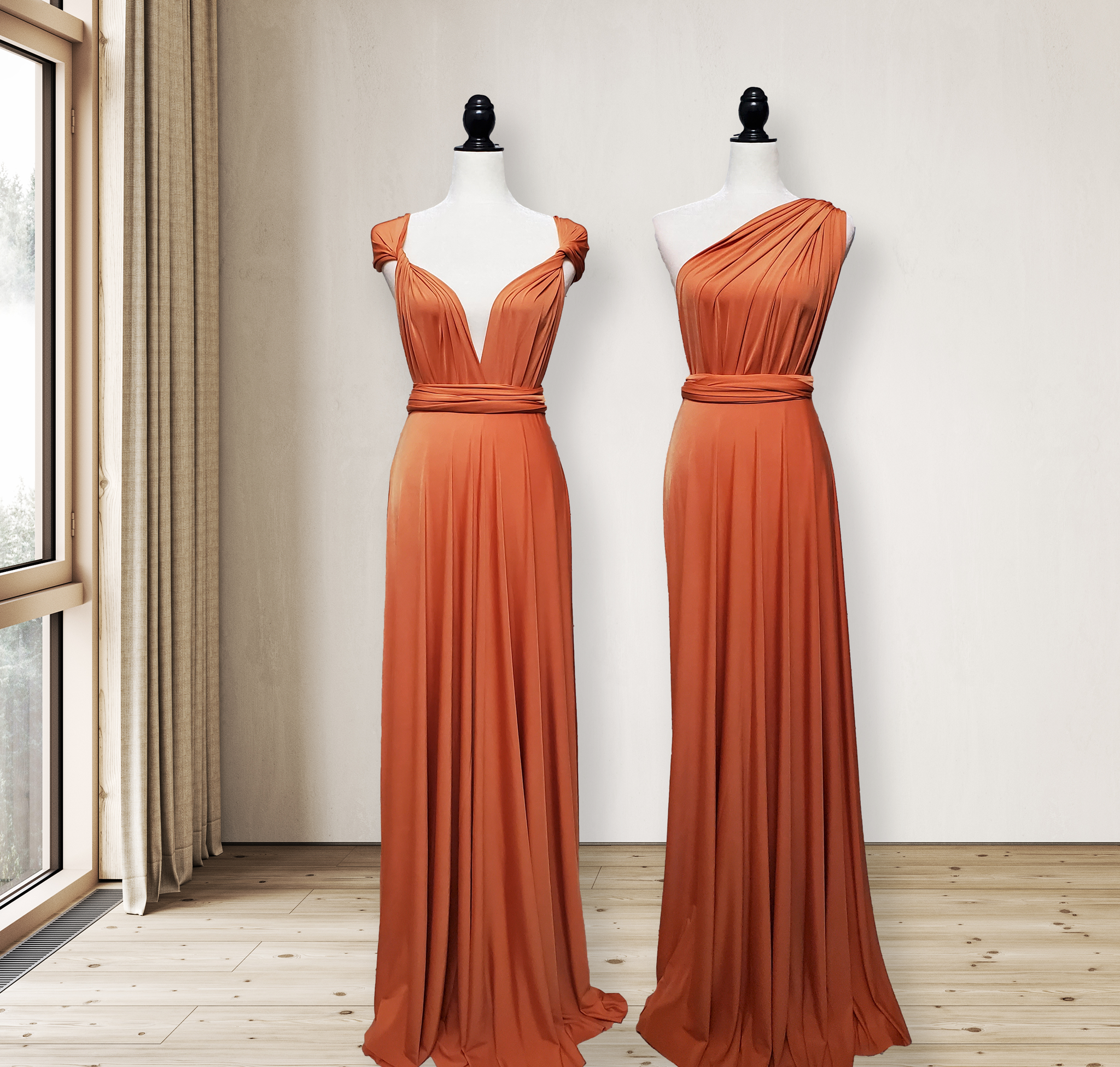 Pumpkin spice Infinity Dress Bridesmaid Multiway Convertible Dress Mad