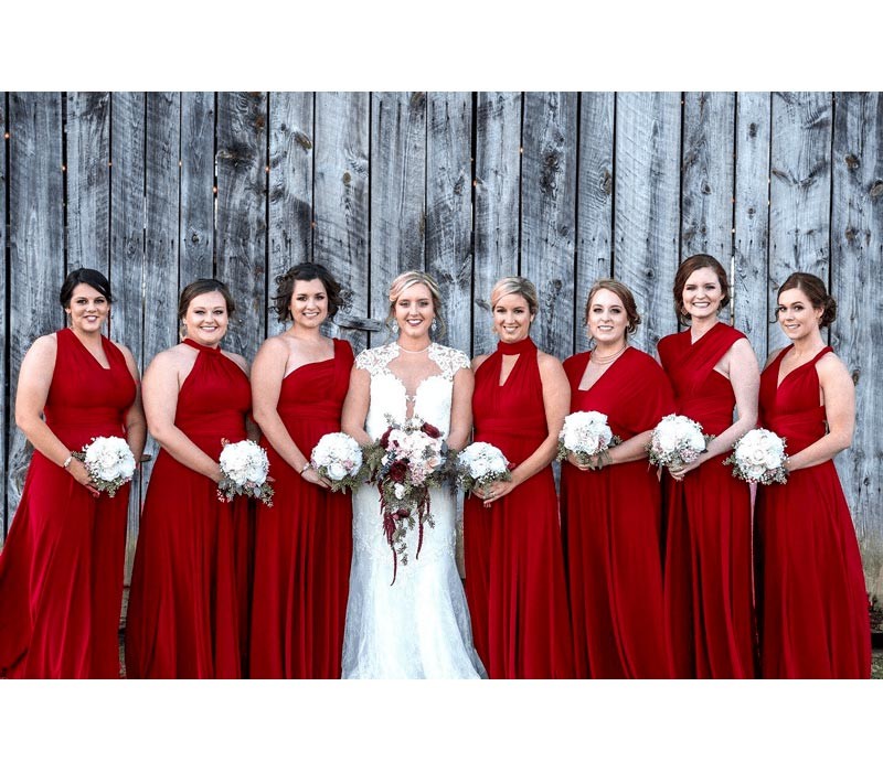 Red convertible dress infinity multiway
