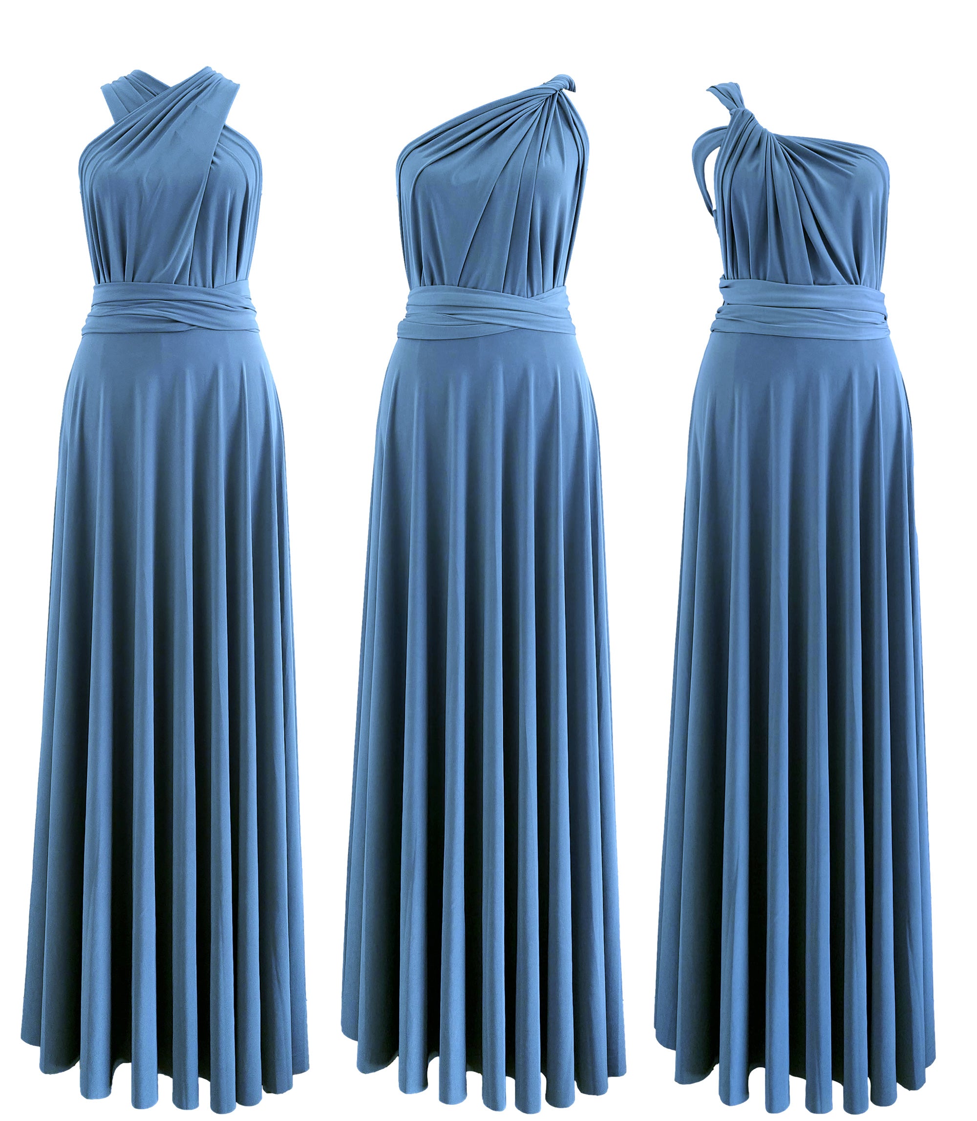 Steel Blue Infinity Dress Bridesmaid Multiway Convertible Dress Made in USA +36 Colors