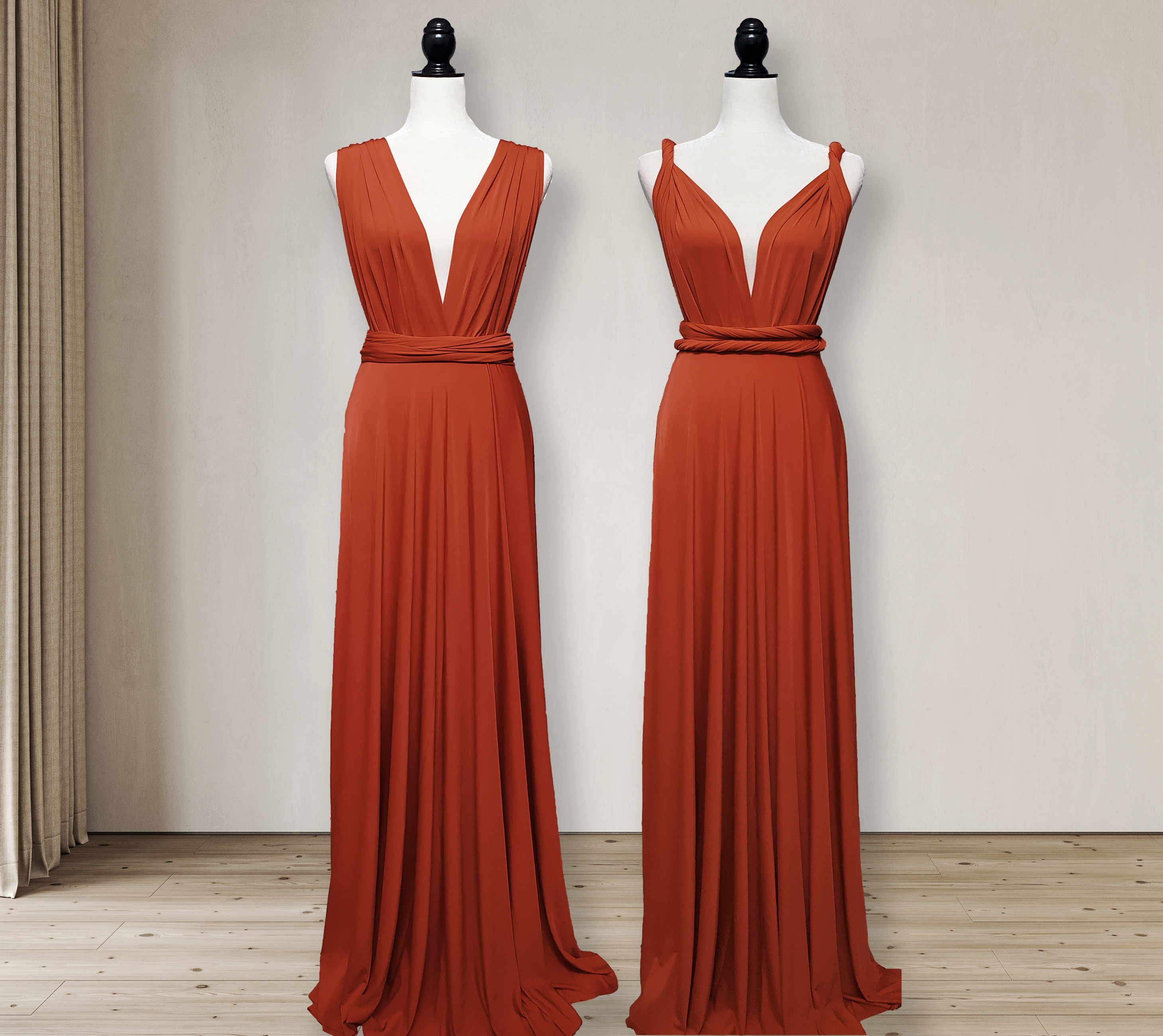 burnt orange convertible dress infinity