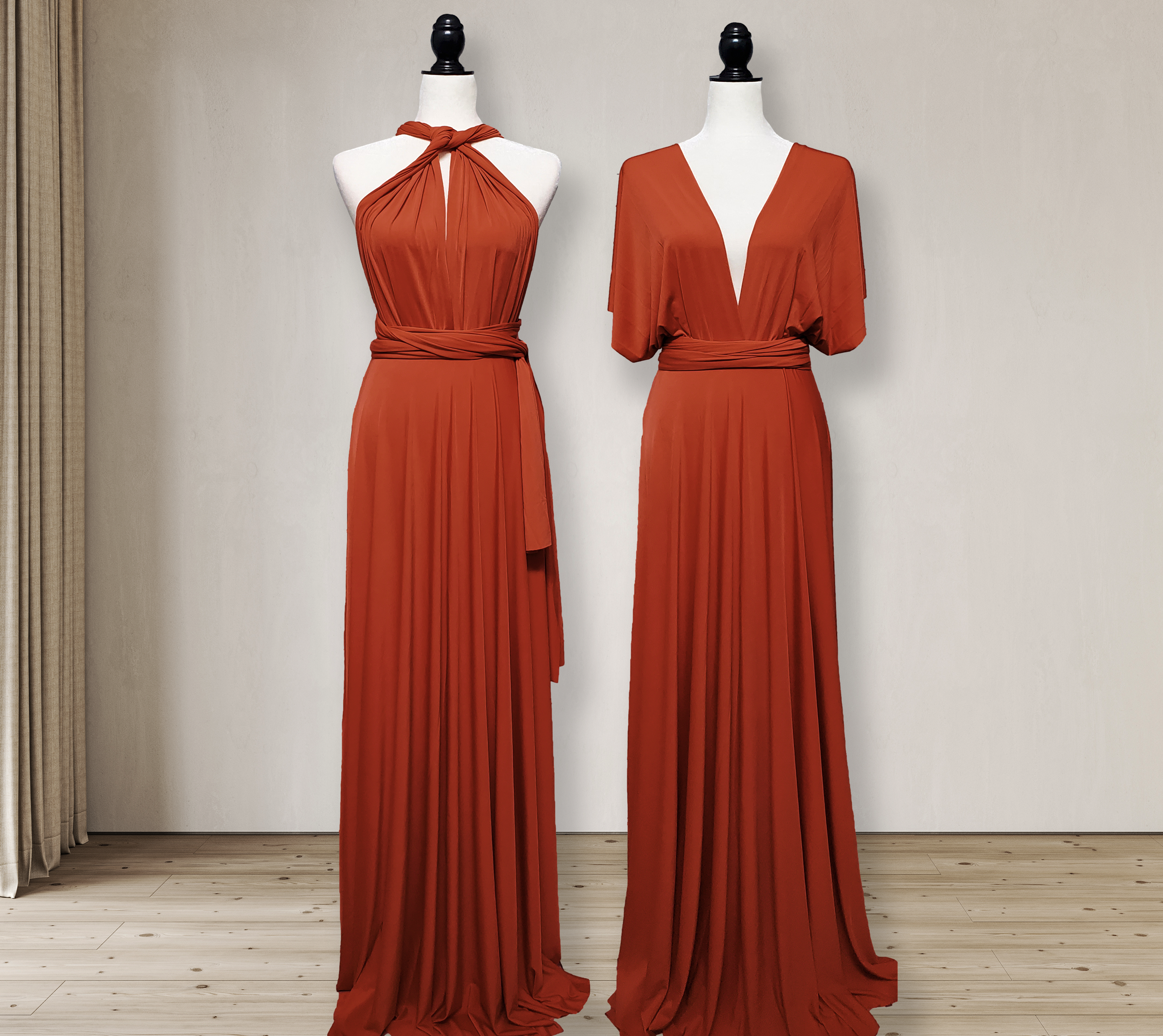 Terracotta Burnt Orange Infinity Dress Multiway Bridesmaid Dress Convertible Made in USA