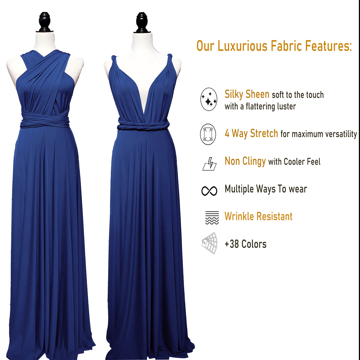 Midnight Blue Infinity Dress Bridesmaid Multiway Convertible Dress Mad