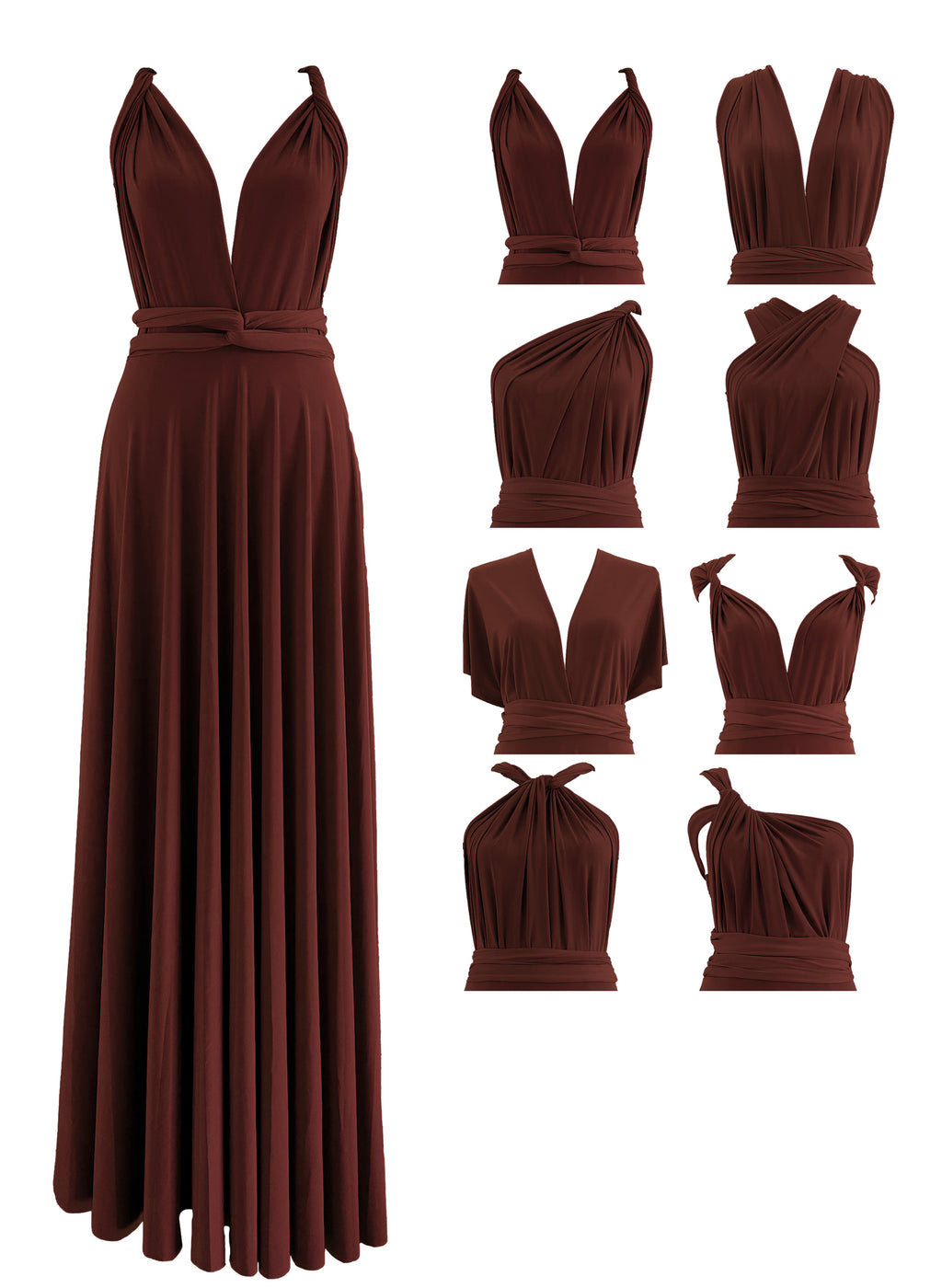 Chocolate Brown Infinity Dress Multiway Bridesmaid Dress Convertible Made in USA
