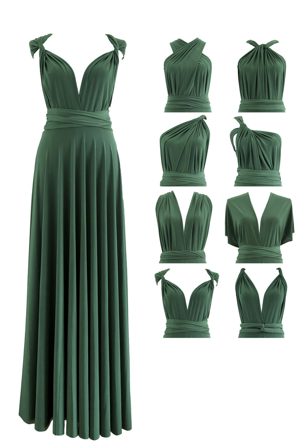Made in USA Dark Olive green Infinity Dress Multiway Bridesmaid Dress Convertible Made in USA