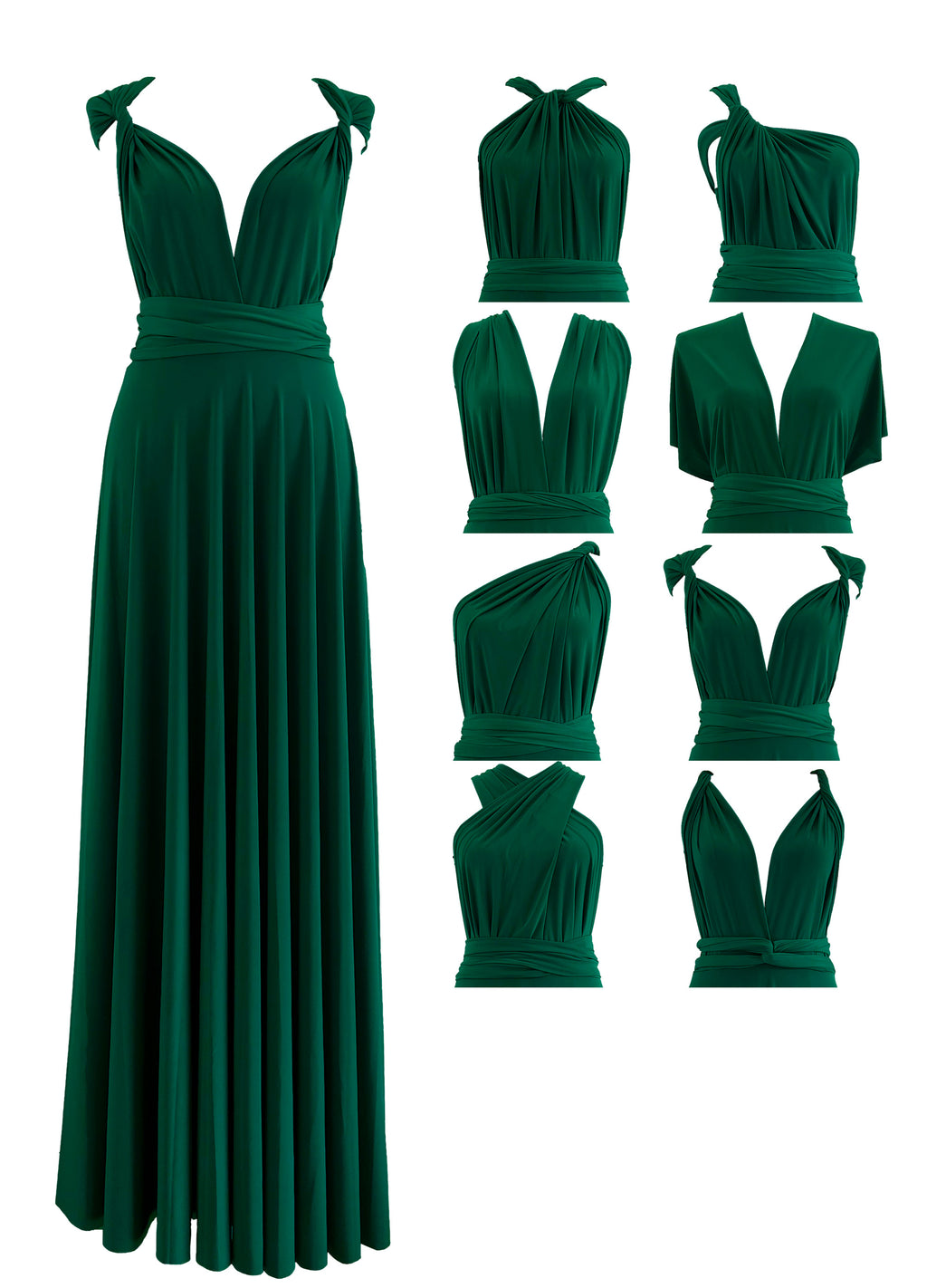 Made in USA Emerald Green Infinity Dress Bridesmaid Convertible Dress