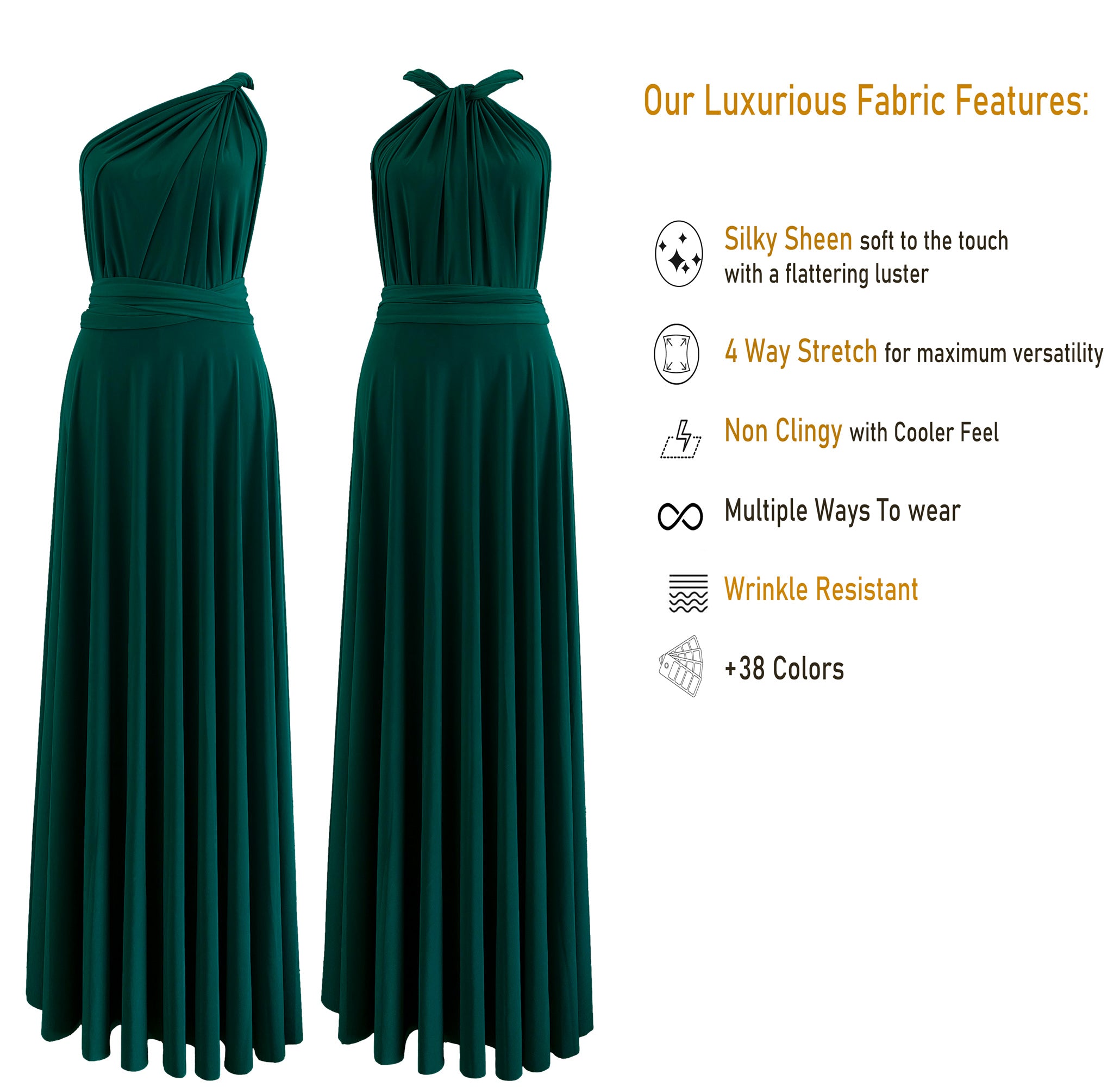 Forest Green Infinity Dress Multiway Bridesmaid Dress Convertible Made in USA