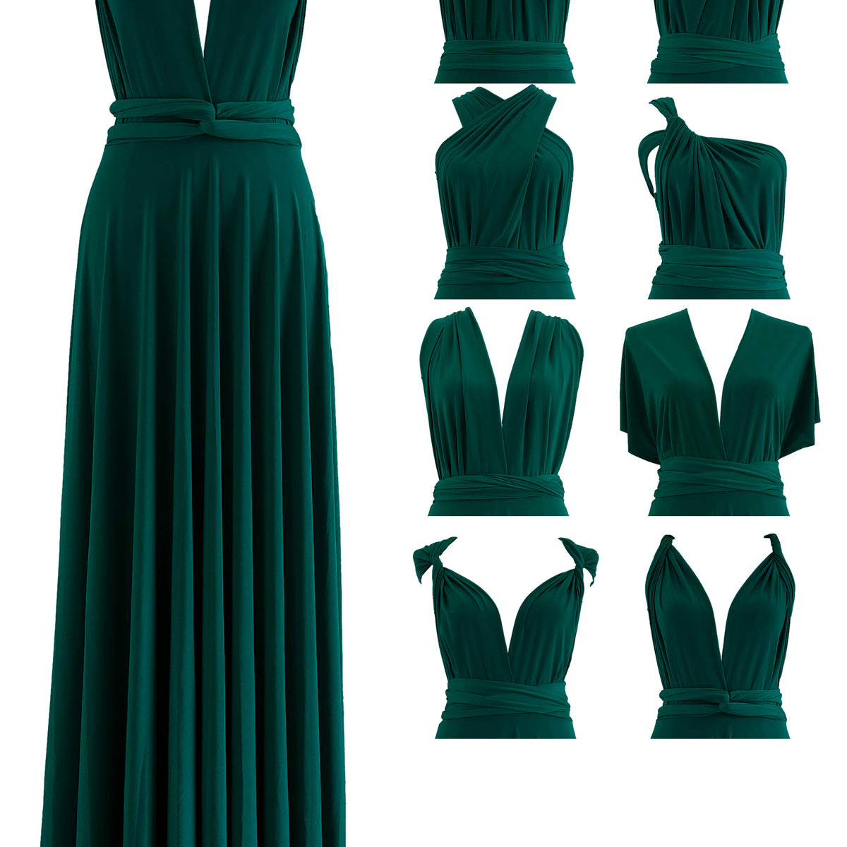 Made In USA Forest Green Infinity Dress Multiway Bridesmaid Dress Convertible Made In USA