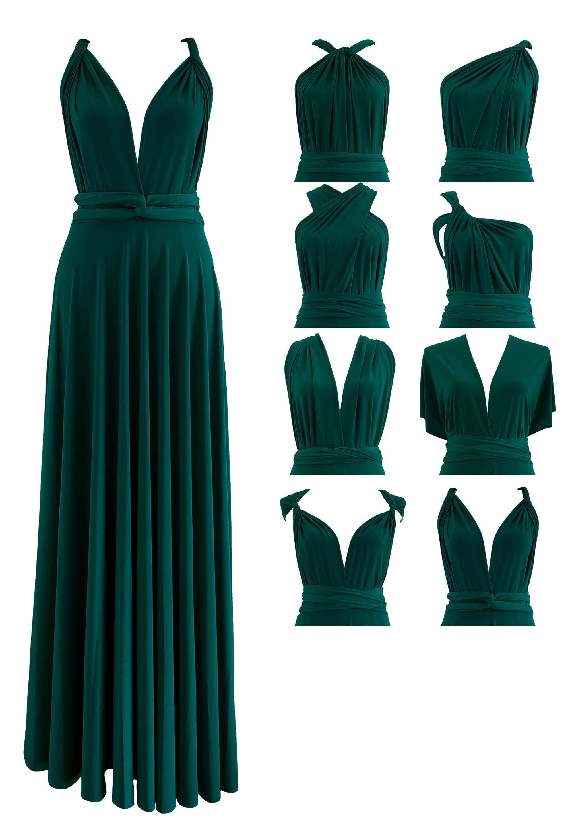 Forest green infinity dress Dark green bridesmaid dress convertible multiway dress