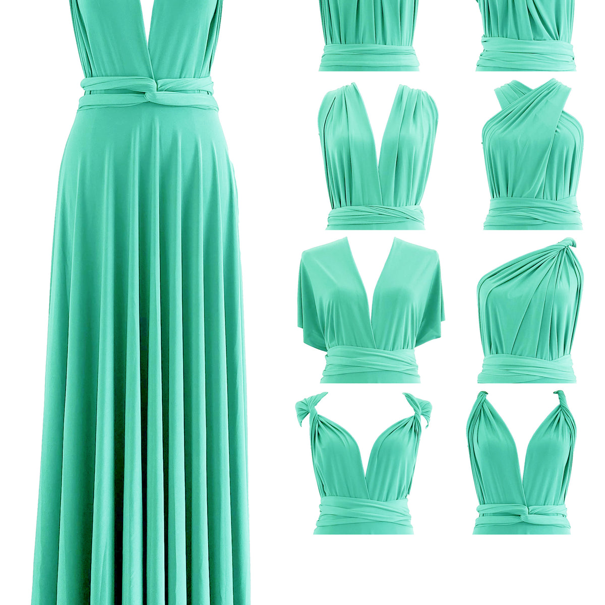 Made in USA Mint Green Infinity Dress Bridesmaid Multiway Convertible Dress Made in USA +36 Colors