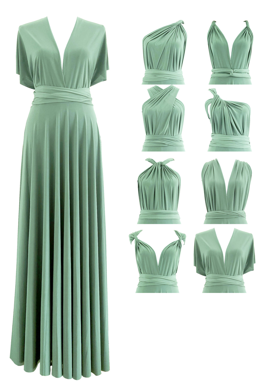 Made in USA Sage green Infinity Dress Multiway Bridesmaid Dress Convertible Made in USA