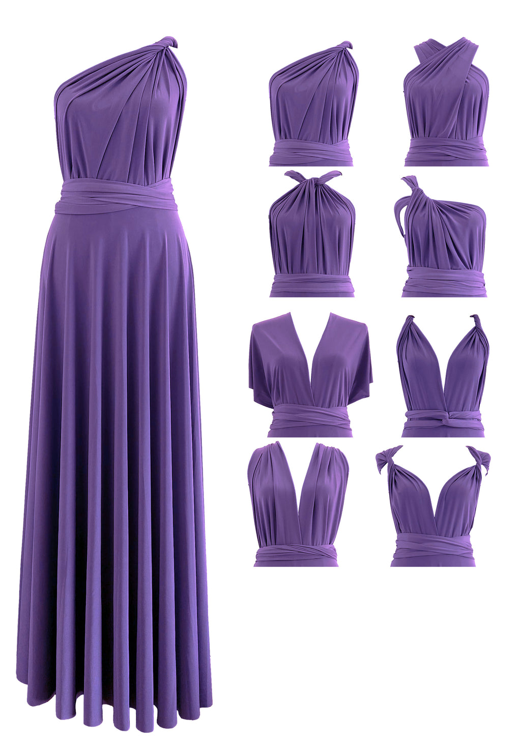 Made in USA Wisteria/Mauve Infinity Dress Bridesmaid Multiway Convertible Dress Made in USA +36 Colors