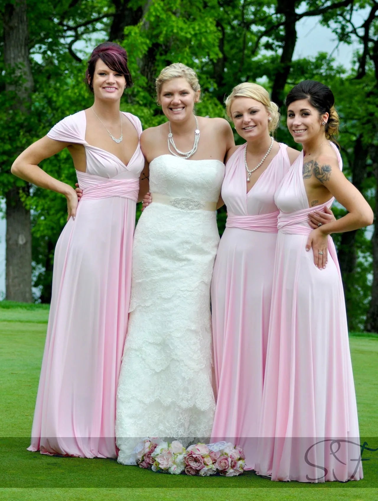 Baby Pink Infinity Convertible bridesmaid dress multiway