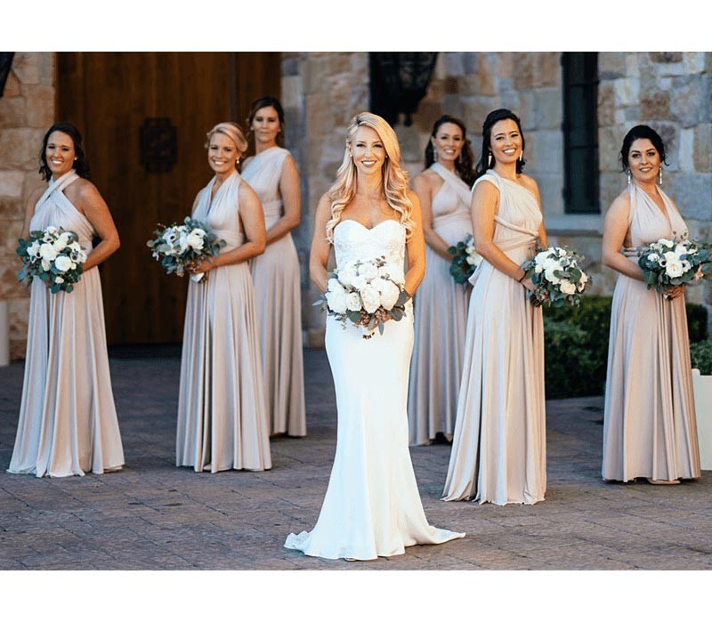 Beige Champagne Convertible dress bridesmaid 