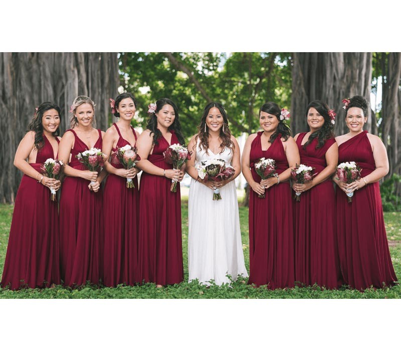 Burgundy Infinity Dress Bridesmaid Multiway Convertible Dress Made in USA +36 Colors