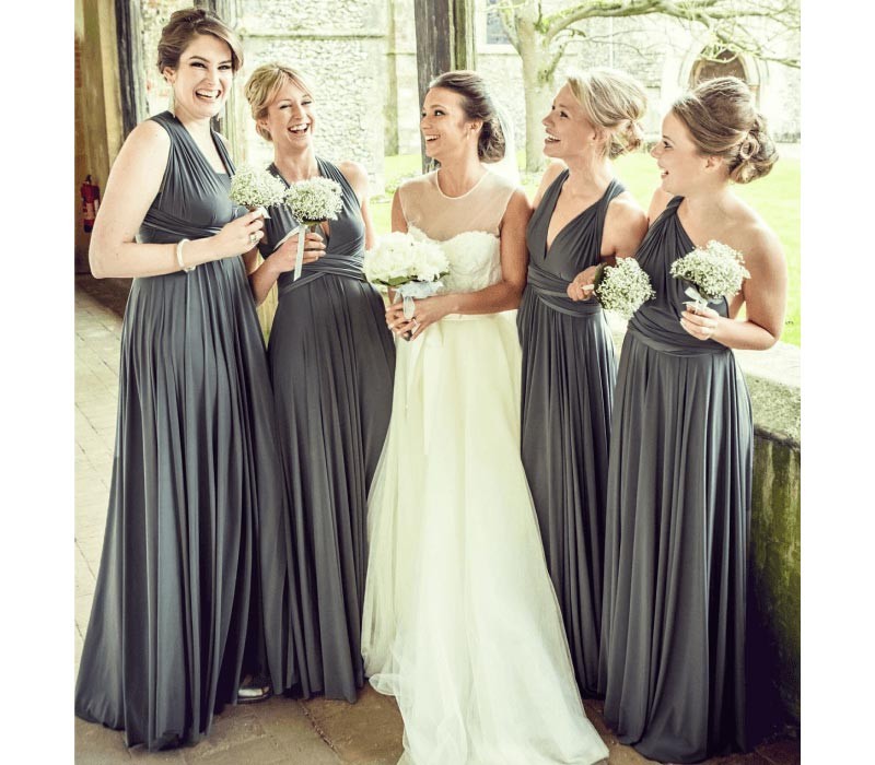Charcoal Gray Infinity Dress Bridesmaid Multiway Convertible Dress Made in USA +36 Colors