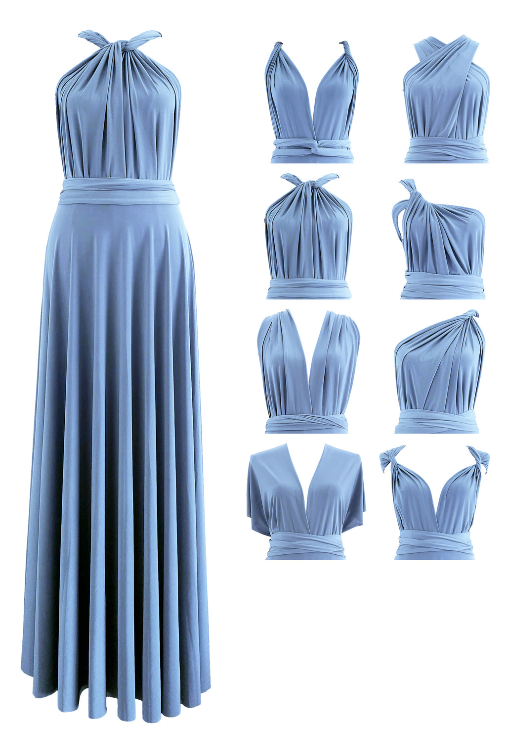 Made In USA Dusty Blue Infinity Dress Multiway Bridesmaid Dress Convertible Made In USA Made In USA Dusty Blue Infinity Dress Multiway Bridesmaid Dress Convertible Made In USA