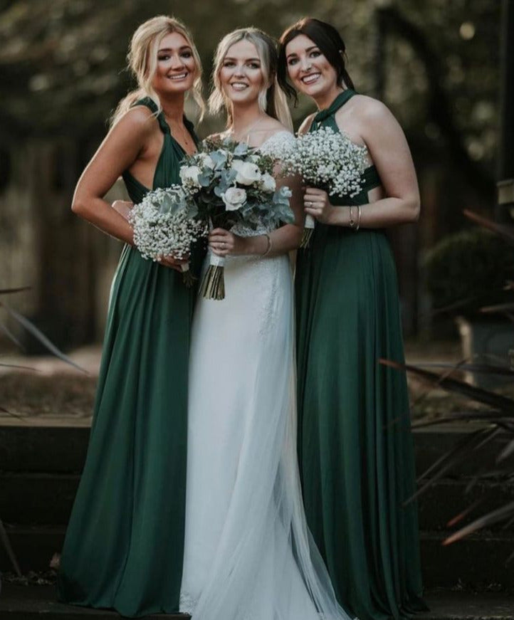 Forest Green Infinity Dress Bridesmaid Multiway Convertible Dress Made in USA +36 Colors