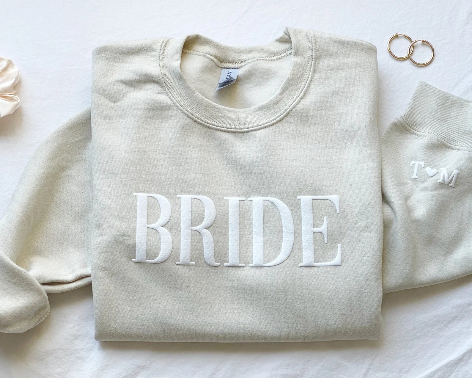 Embossed Bride Sweatshirt Engagement Gift for the Bride puff lettering