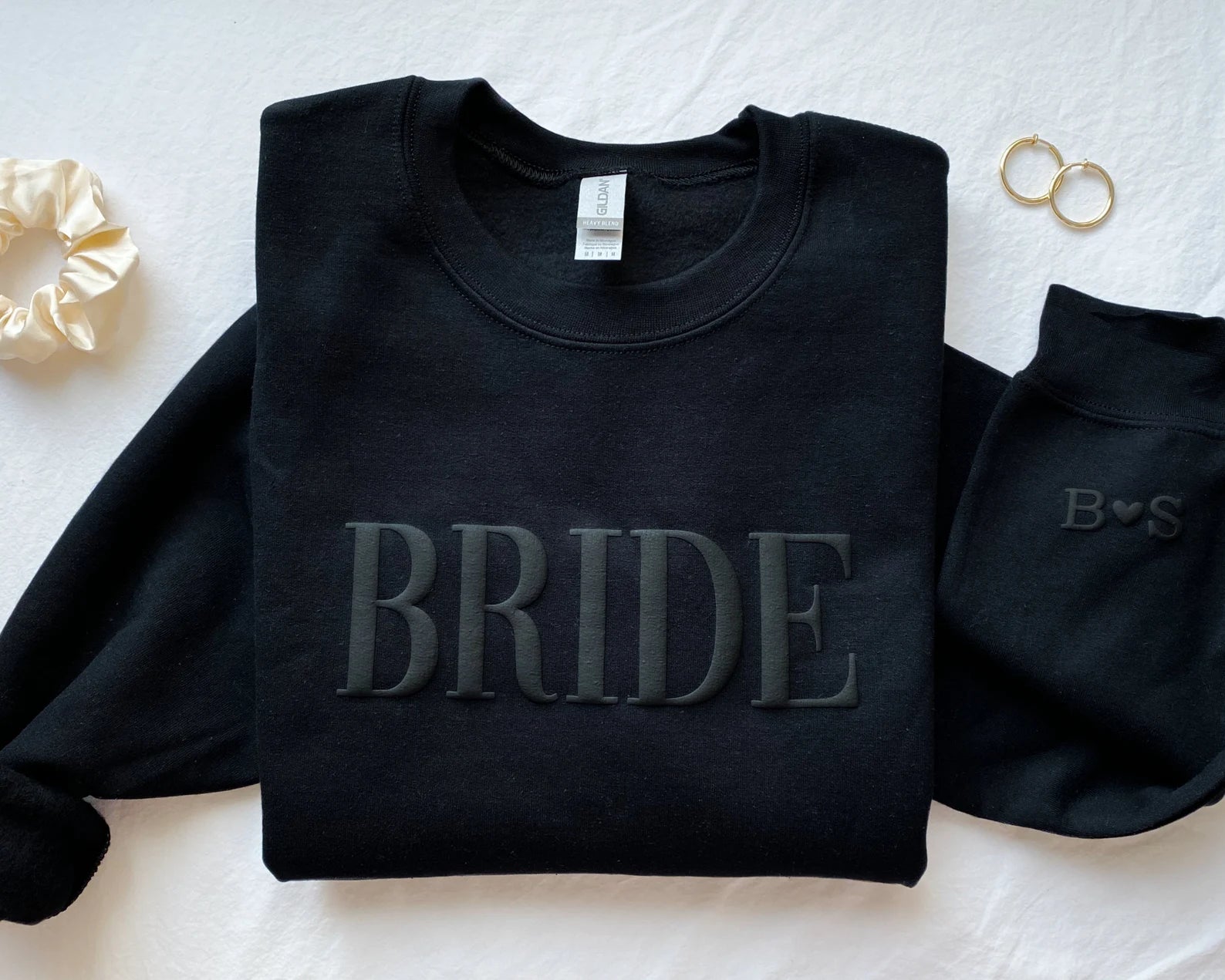 Embossed Bride Sweatshirt Engagement Gift for the Bride puff lettering