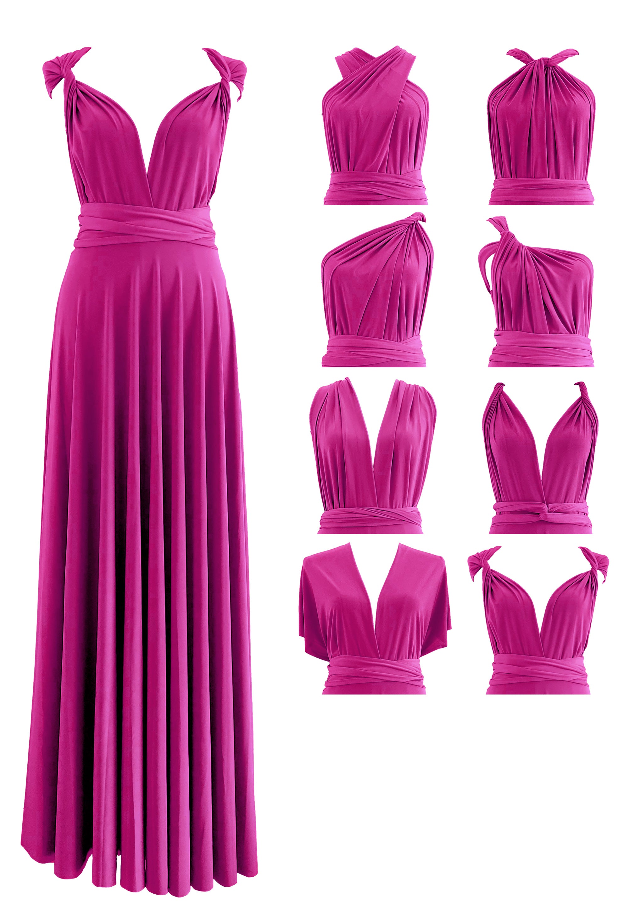 Magenta Infinity Dress Bridesmaid Multiway Convertible Dress Made in USA +36 Colors