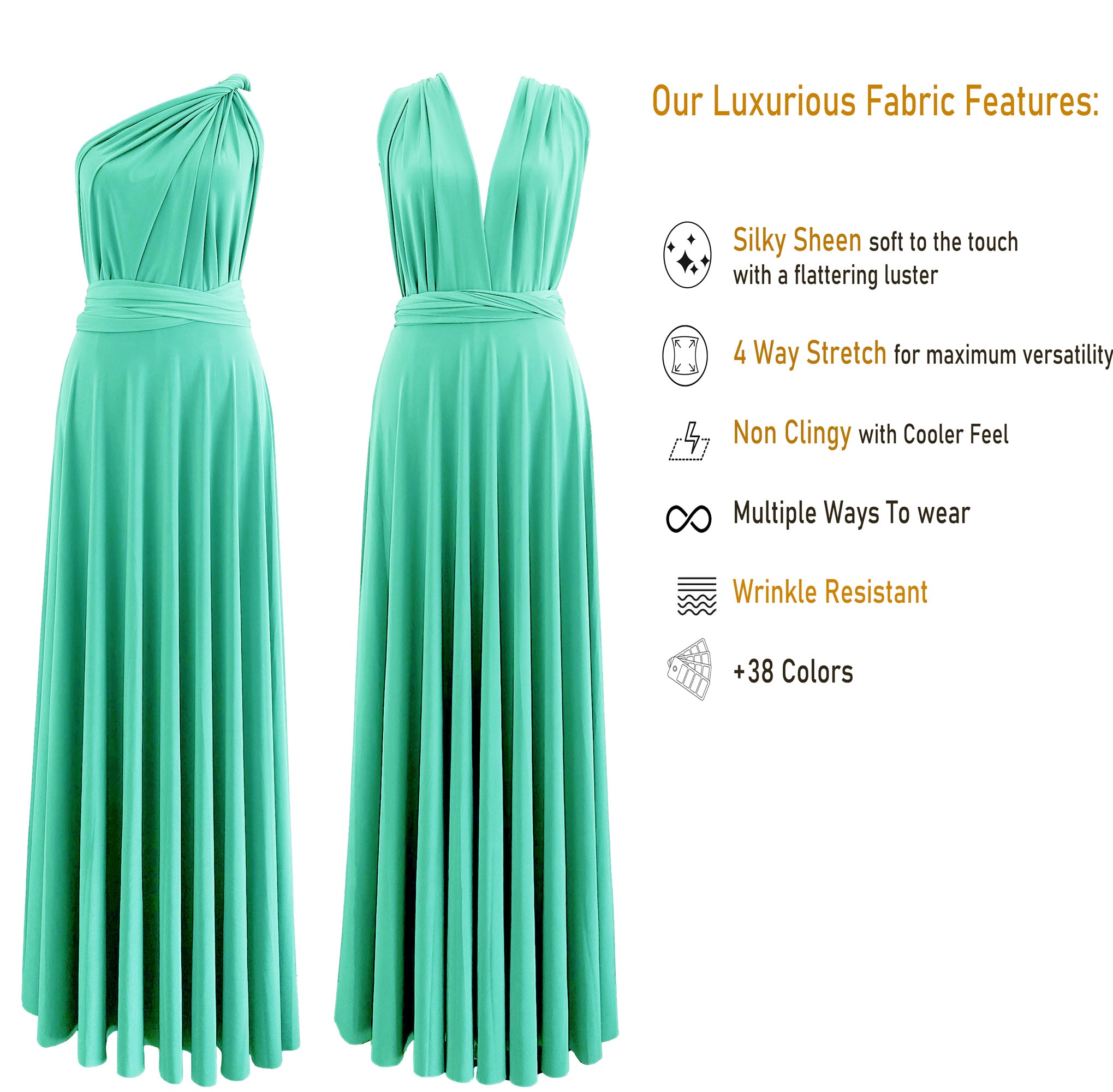 Mint Green Infinity Dress Bridesmaid Multiway Convertible Dress Made in USA +36 Colors