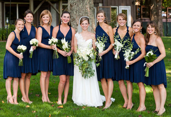 Short Infinity Dress  Knee length Bridesmaid Multiway Convertible Dress Made in USA