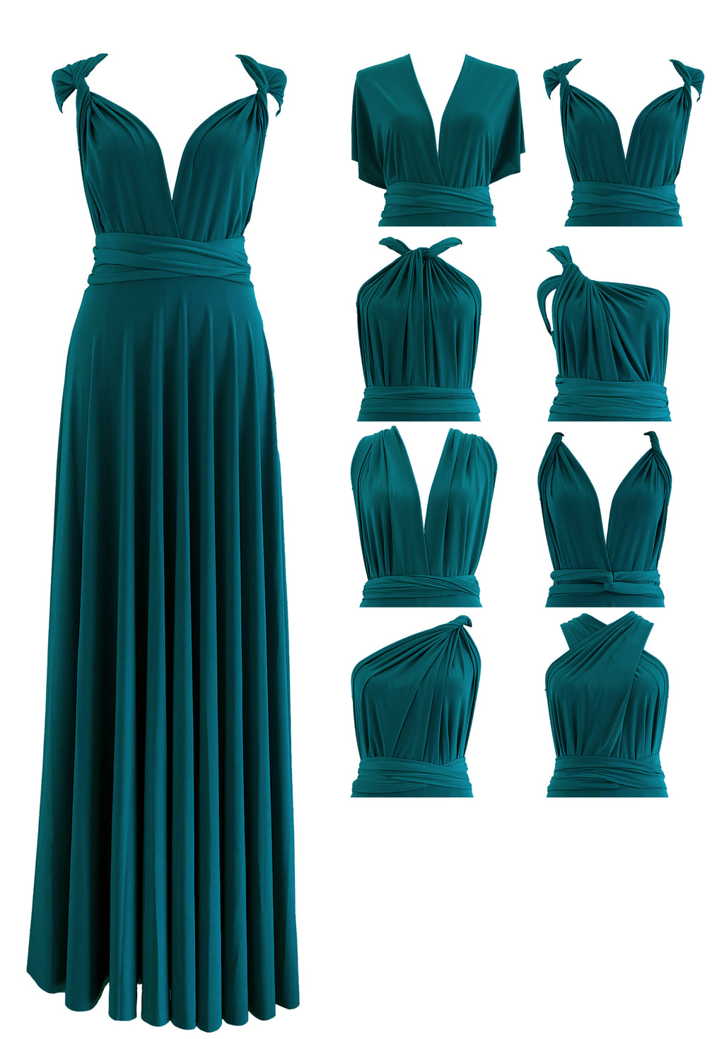 Made in USA Teal Green Infinity Dress Bridesmaid Multiway Convertible Dress Made in USA +36 Colors